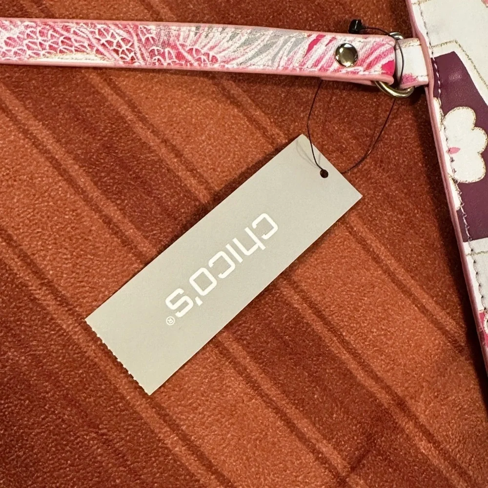 CHICOS Floral Printed Zip Pouch Breast Cancer Awareness New Retail $39.50 - Picture 5 of 10